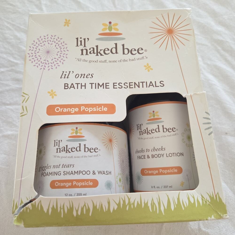 Lil Naked Bee Orange Popsicle Lil Ones Bath Time Essentials Shampoo Lotion Wash